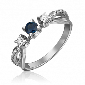 Кольцо из белого золота Platina 01-0336-00-105-1120-30 с бриллиантом и сапфиром 01-0336-00-105-1120-30 фото