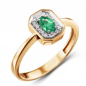 Кольцо из белого золота ERA Jewellery 01-03376-01-110-01-01 с бриллиантом и изумрудом 01-03376-01-110-01-01 фото