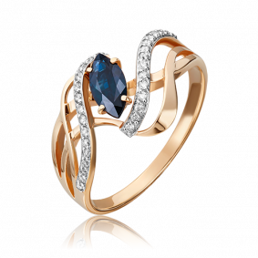 Золотое кольцо Platina 01-0359-00-105-1110-30 с бриллиантом и сапфиром 01-0359-00-105-1110-30 фото