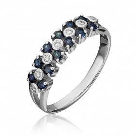 Кольцо из белого золота Platina 01-0372-00-105-1120-30 с бриллиантом и сапфиром 01-0372-00-105-1120-30 фото