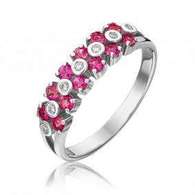 Кольцо из белого золота Platina 01-0372-00-107-1120-30 с бриллиантом и рубином 01-0372-00-107-1120-30 фото