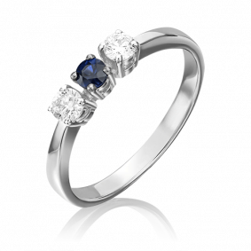 Кольцо из белого золота Platina 01-0394-00-105-1120-30 с бриллиантом и сапфиром 01-0394-00-105-1120-30 фото