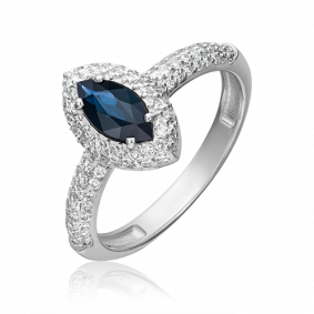 Кольцо из белого золота Platina 01-0398-00-105-1120-30 с бриллиантом и сапфиром 01-0398-00-105-1120-30 фото