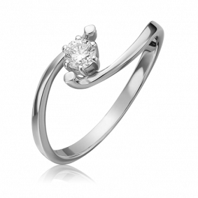 Кольцо из белого золота Platina 01-0410-00-101-1120-30 с бриллиантом 01-0410-00-101-1120-30 фото