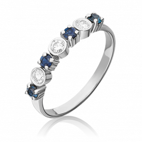 Кольцо из белого золота Platina 01-0416-00-105-1120-30 с бриллиантом и сапфиром 01-0416-00-105-1120-30 фото