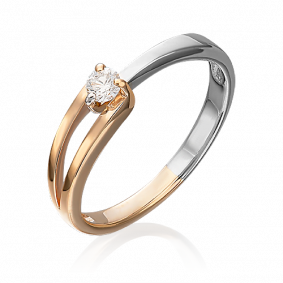 Кольцо из комбинированного золота Platina 01-0441-00-101-1111-30 с бриллиантом 01-0441-00-101-1111-30 фото