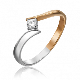 Кольцо из комбинированного золота Platina 01-0443-00-101-1111-30 с бриллиантом 01-0443-00-101-1111-30 фото