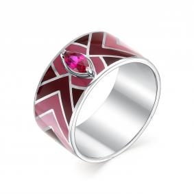 Серебряное кольцо АЛЬКОР 01-0443/0ЭМ7-00 с фианитом и эмалью 01-0443/0ЭМ7-00 фото