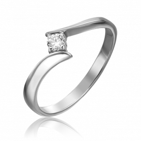 Кольцо из белого золота Platina 01-0444-00-101-1120-30 с бриллиантом 01-0444-00-101-1120-30 фото