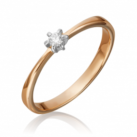 Кольцо из комбинированного золота Platina 01-0449-00-101-1111-30 с бриллиантом 01-0449-00-101-1111-30 фото