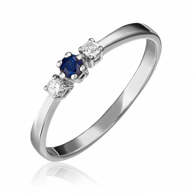 Кольцо из белого золота Platina 01-0460-00-105-1120-30 с бриллиантом и сапфиром 01-0460-00-105-1120-30 фото