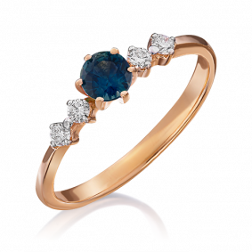 Золотое кольцо Platina 01-0465-00-105-1110-30 с бриллиантом и сапфиром 01-0465-00-105-1110-30 фото