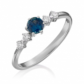 Кольцо из белого золота Platina 01-0466-00-105-1120-30 с бриллиантом и сапфиром 01-0466-00-105-1120-30 фото
