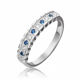 Кольцо из белого золота Platina 01-0480-00-105-1120-30 с бриллиантом и сапфиром 01-0480-00-105-1120-30 фото