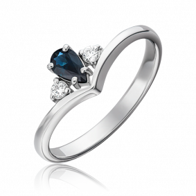 Кольцо из белого золота Platina 01-0500-00-105-1120-30 с бриллиантом и сапфиром 01-0500-00-105-1120-30 фото