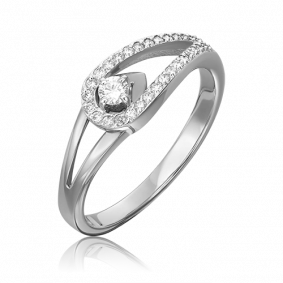 Кольцо из белого золота Platina 01-0502-00-101-1120-30 с бриллиантом 01-0502-00-101-1120-30 фото