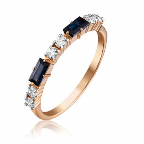 Золотое кольцо Platina 01-0575-00-105-1110-30 с бриллиантом и сапфиром 01-0575-00-105-1110-30 фото