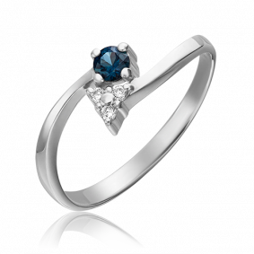 Кольцо из белого золота Platina 01-0592-00-105-1120-30 с бриллиантом и сапфиром 01-0592-00-105-1120-30 фото