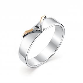 Серебряное кольцо Алькор с золотой накладкой и бриллиантом 01-0620/000Б-00 01-0620/000Б-00 фото