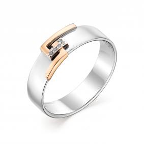 Серебряное кольцо Алькор с золотой накладкой и бриллиантом 01-0622/000Б-00 01-0622/000Б-00 фото