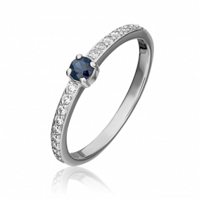Кольцо из белого золота Platina 01-0639-00-105-1120-30 с бриллиантом и сапфиром 01-0639-00-105-1120-30 фото