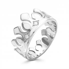 Серебряное кольцо АЛЬКОР 01-0674/0ЭМ1-00 с фианитом и эмалью 01-0674/0ЭМ1-00 фото