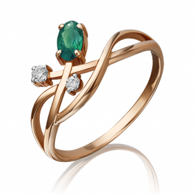 Золотое кольцо Platina 01-0686-00-106-1110-30 с бриллиантом и изумрудом 01-0686-00-106-1110-30 фото