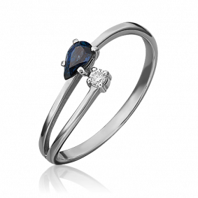 Кольцо из белого золота Platina 01-0713-00-105-1120-30 с бриллиантом и сапфиром 01-0713-00-105-1120-30 фото