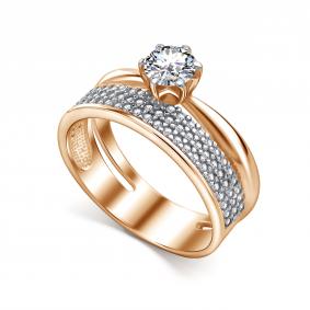 Кольцо из золочёного серебра АЛЬКОР 01-0746/00КЦ-60 с фианитом 01-0746/00КЦ-60 фото