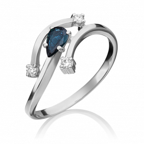 Кольцо из белого золота Platina 01-0768-00-105-1120-30 с бриллиантом и сапфиром 01-0768-00-105-1120-30 фото