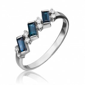 Кольцо из белого золота Platina 01-0852-00-105-1120-30 с бриллиантом и сапфиром 01-0852-00-105-1120-30 фото