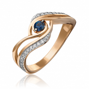 Золотое кольцо Platina 01-0881-00-105-1110-30 с бриллиантом и сапфиром 01-0881-00-105-1110-30 фото