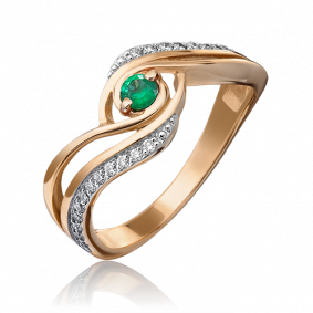 Золотое кольцо Platina 01-0881-00-106-1110-30 с бриллиантом и изумрудом 01-0881-00-106-1110-30 фото