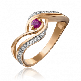 Золотое кольцо Platina 01-0881-00-107-1110-30 с бриллиантом и рубином 01-0881-00-107-1110-30 фото