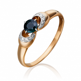 Кольцо из комбинированного золота Platina 01-0904-00-105-1111-30 с бриллиантом и сапфиром 01-0904-00-105-1111-30 фото