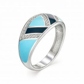 Серебряное кольцо АЛЬКОР 01-0960/ЭМ33-00 с эмалью и цирконием 01-0960/ЭМ33-00 фото