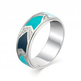 Серебряное кольцо АЛЬКОР 01-0995/ЭМ75-00 с фианитом, эмалью и цирконием 01-0995/ЭМ75-00 фото