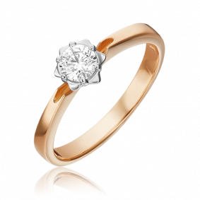 Кольцо из комбинированного золота Platina 01-1018-00-101-1111-30 с бриллиантом 01-1018-00-101-1111-30 фото