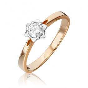 Кольцо из комбинированного золота Platina 01-1020-00-101-1111-30 с бриллиантом 01-1020-00-101-1111-30 фото