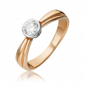 Кольцо из комбинированного золота Platina 01-1046-00-101-1111-30 с бриллиантом 01-1046-00-101-1111-30 фото