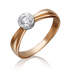 Кольцо из комбинированного золота Platina 01-1056-00-501-1111-38 с фианитом 01-1056-00-501-1111-38 фото