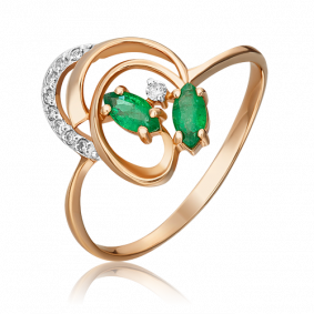 Золотое кольцо Platina 01-1058-00-106-1110-30 с бриллиантом и изумрудом 01-1058-00-106-1110-30 фото