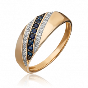 Золотое кольцо Platina 01-1072-00-105-1110-30 с бриллиантом и сапфиром 01-1072-00-105-1110-30 фото