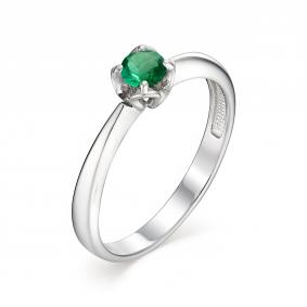 Серебряное кольцо АЛЬКОР 01-1073/000И-00 с изумрудом 01-1073/000И-00 фото