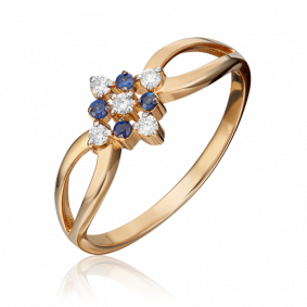 Золотое кольцо Platina 01-1074-00-105-1110-30 с бриллиантом и сапфиром 01-1074-00-105-1110-30 фото