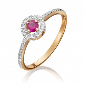 Золотое кольцо Platina 01-1076-00-107-1110-30 с бриллиантом и рубином 01-1076-00-107-1110-30 фото