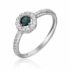 Кольцо из белого золота Platina 01-1077-00-105-1120-30 с бриллиантом и сапфиром 01-1077-00-105-1120-30 фото