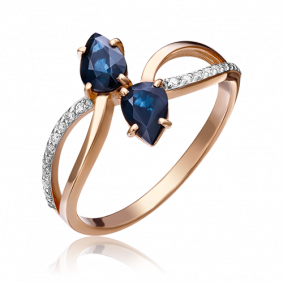 Золотое кольцо Platina 01-1082-00-105-1110-30 с бриллиантом и сапфиром 01-1082-00-105-1110-30 фото