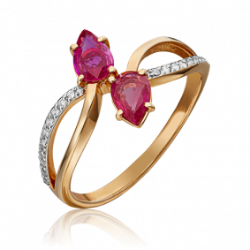 Золотое кольцо Platina 01-1082-00-107-1110-30 с бриллиантом и рубином 01-1082-00-107-1110-30 фото