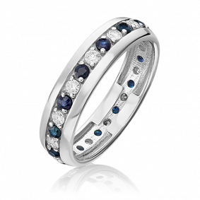 Кольцо из белого золота Platina 01-1091-00-105-1120-30 с бриллиантом и сапфиром 01-1091-00-105-1120-30 фото